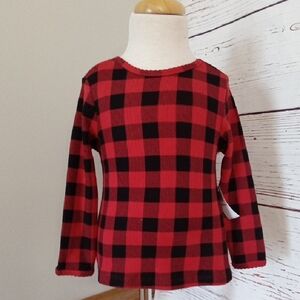 NWT Old Navy Toddler 2T Red Buffalo Plaid Waffle Knit Long Sleeve Top